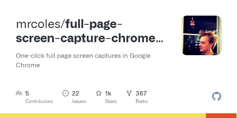 GitHub - mrcoles/full-page-screen-capture-chrome-extension: One-click full page screen captures in Google Chrome